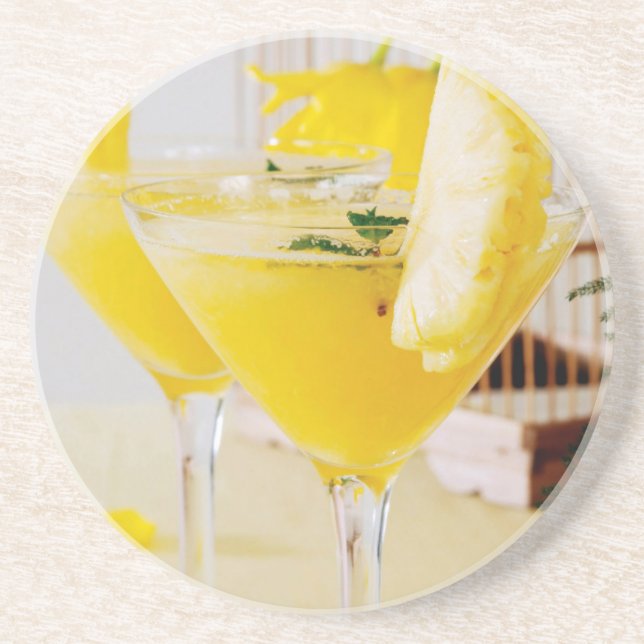 Pineapple and ginger Fresca cocktail Coaster (Front)