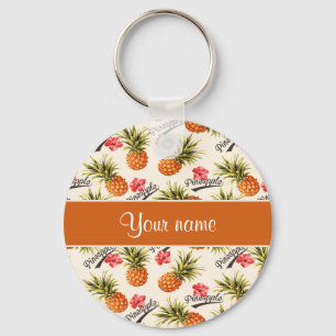 Pineapple and Hibiscus Keychain