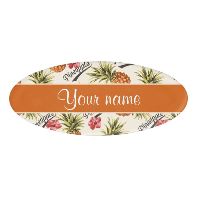Pineapple and Hibiscus Name Tag (Front)