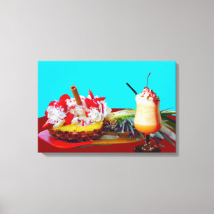 Pineapple and ice cream Stretched Canvas Print