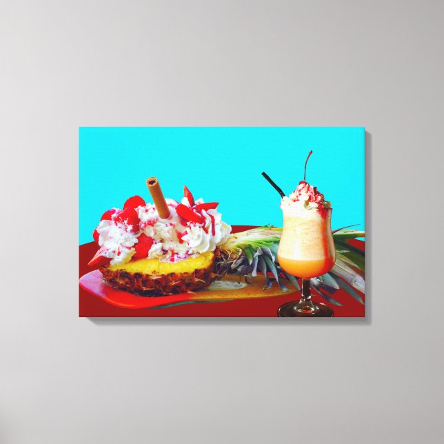 Pineapple and ice cream Stretched Canvas Print (Front)