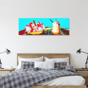 Pineapple and ice cream with a fruit smoothie canvas print