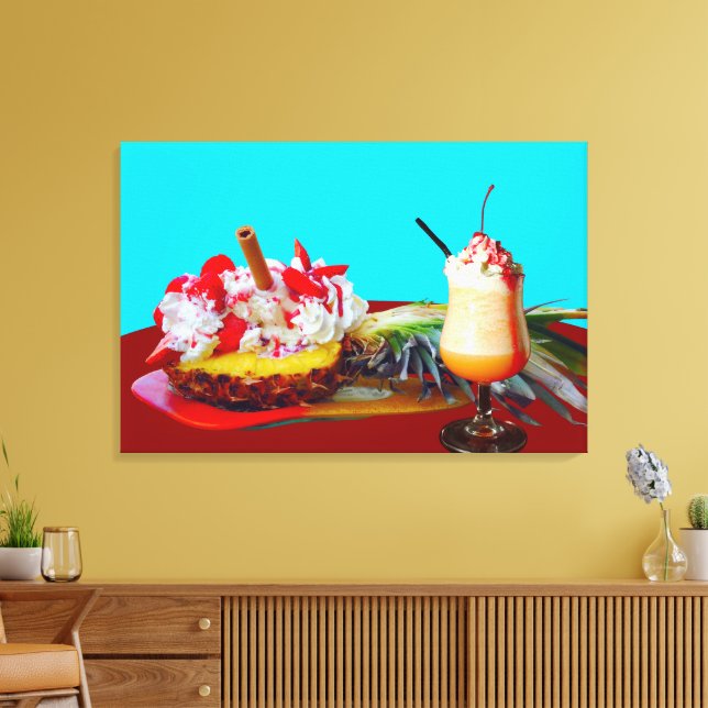 Pineapple and ice cream with a fruit smoothie  canvas print (Insitu(LivingRoom))