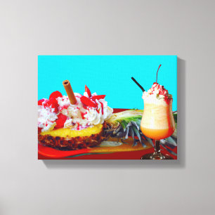 Pineapple and ice cream with a fruit smoothie canvas print