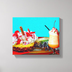 Pineapple and ice cream with a fruit smoothie canvas print