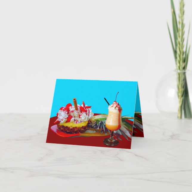 Pineapple and ice cream with a fruit smoothie card (Front)