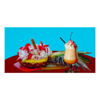 Pineapple and ice cream with a fruit smoothie 