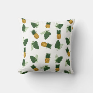 Pineapple And Palm Leaves Throw Pillow