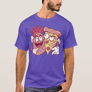 Pineapple And Pizza Friends Food Cartoon T-Shirt