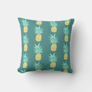 Pineapple Art Turquoise Pattern Pillow