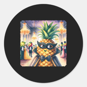 Pineapple At Masquerade Ball Classic Round Sticker