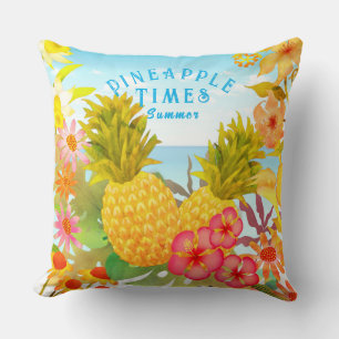 Pineapple Beach Floral Throw Pillow