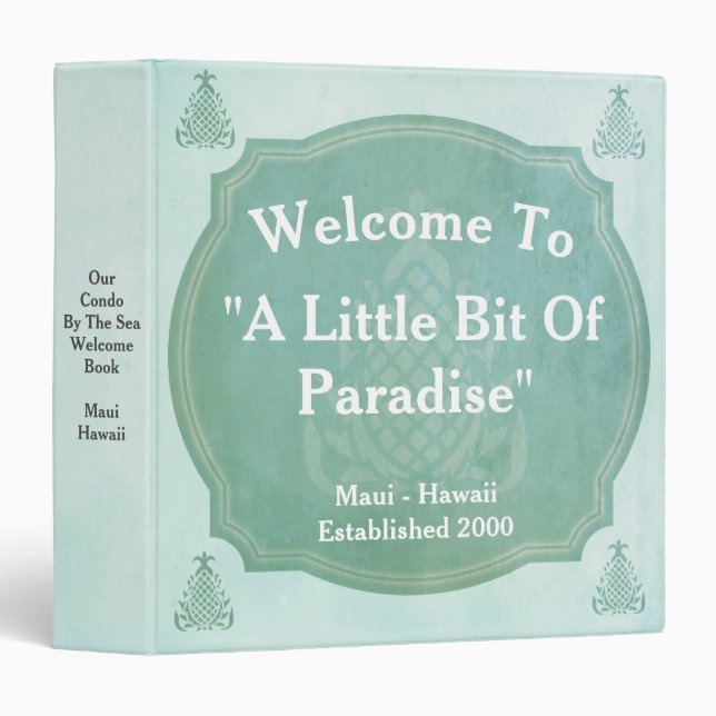Pineapple Beach Vacation Rental Welcome Book Binder (Front/Spine)