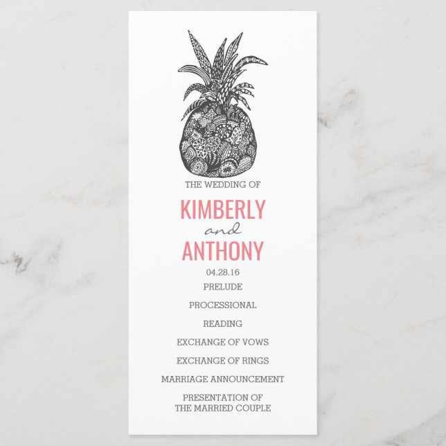 Pineapple Beach Wedding Programs (Front)