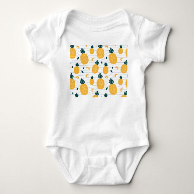 Pineapple Beauty: Hand Drawn Pattern Baby Bodysuit (Front)