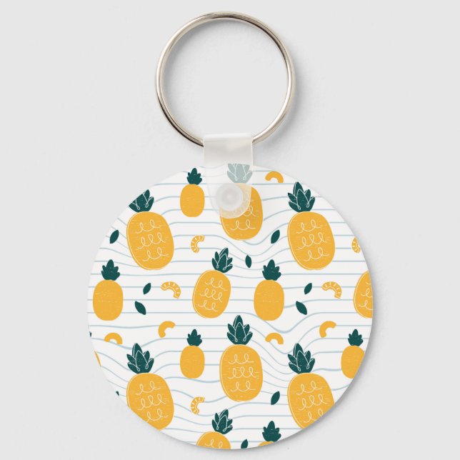 Pineapple Beauty: Hand Drawn Pattern Keychain (Front)