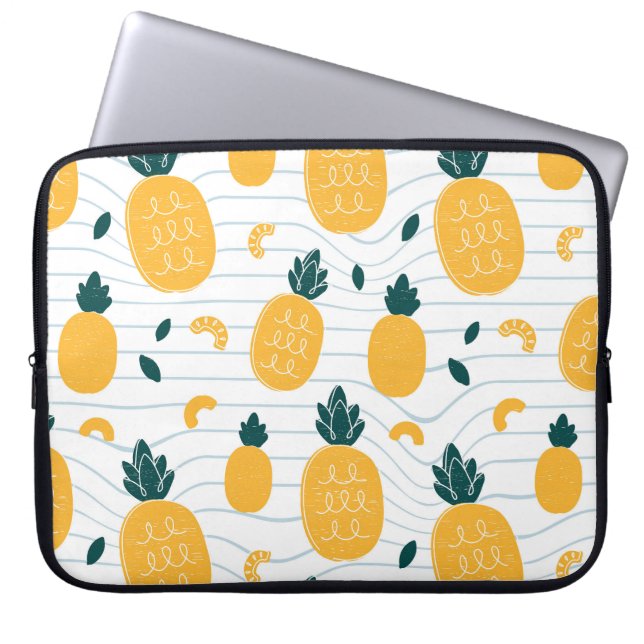 Pineapple Beauty: Hand Drawn Pattern Laptop Sleeve (Front)
