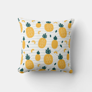 Pineapple Beauty: Hand Drawn Pattern Throw Pillow