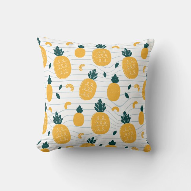 Pineapple Beauty: Hand Drawn Pattern Throw Pillow (Front)