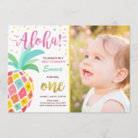 Pineapple birthday invitation Tropical Luau Hawaii