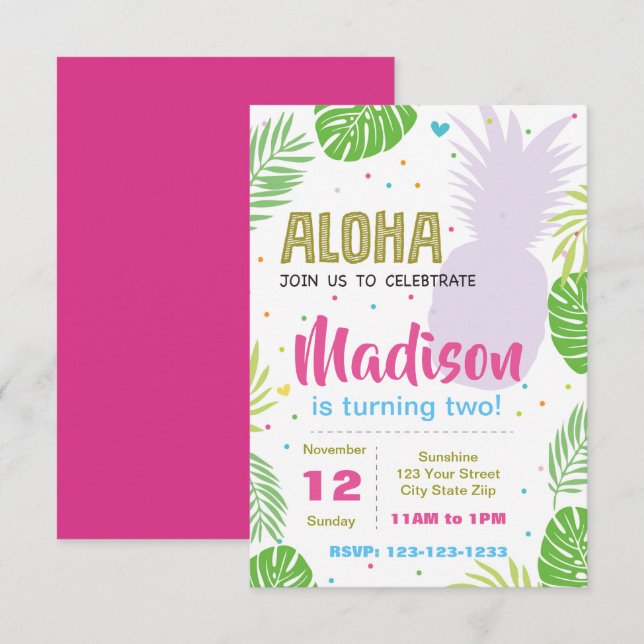 Pineapple Birthday Invite (Front/Back)