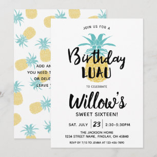 Pineapple Birthday Luau Party, Any Age Invitation