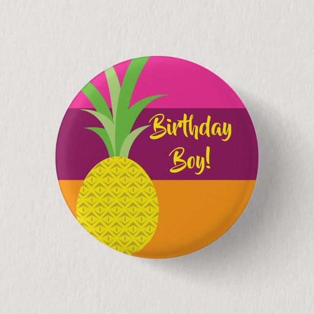 Pineapple Birthday Party 1 Inch Round Button (Front)