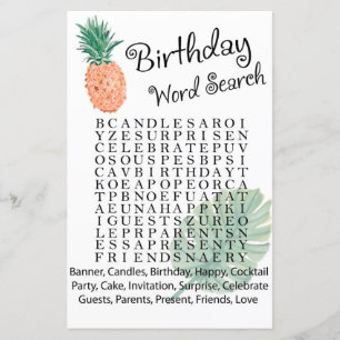 pineapple Birthday word search game