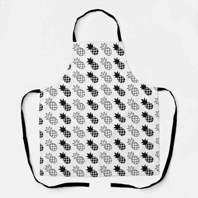 pineapple Black and white design  Apron (Front)
