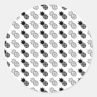 pineapple Black and white design Classic Round Sticker