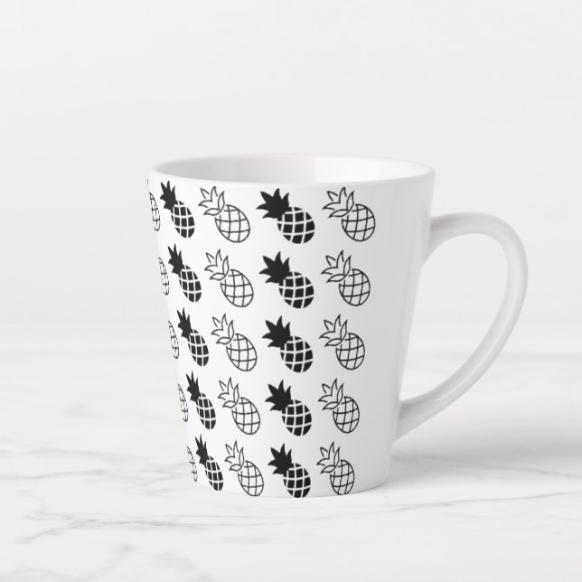 pineapple Black and white design Latte Mug (Right)