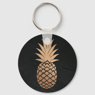Pineapple Black Gold Tropical Minimalist elegant Keychain