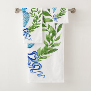 Pineapple Blue & White Ginger Jar Bath Towel Set
