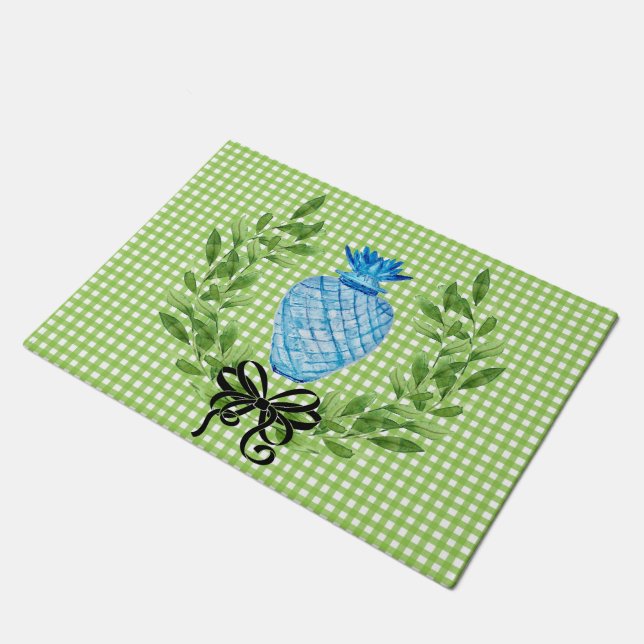 Pineapple Blue & White Ginger Jar Doormat (Angled)