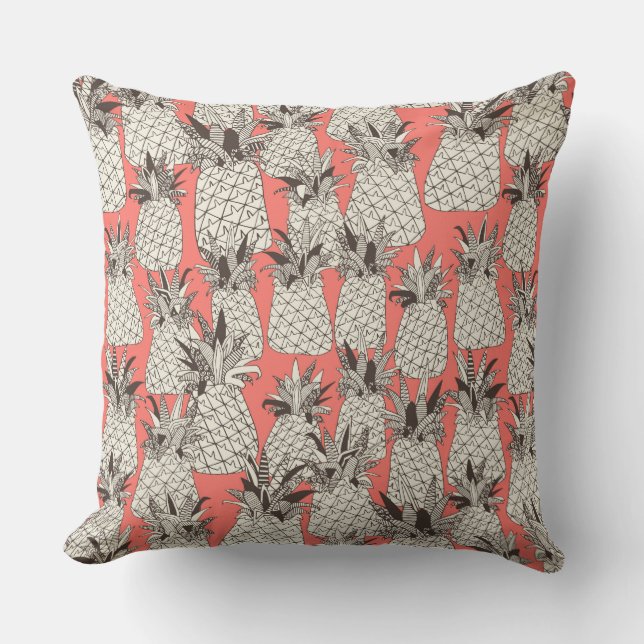 pineapple blush coral throw pillow (Front)