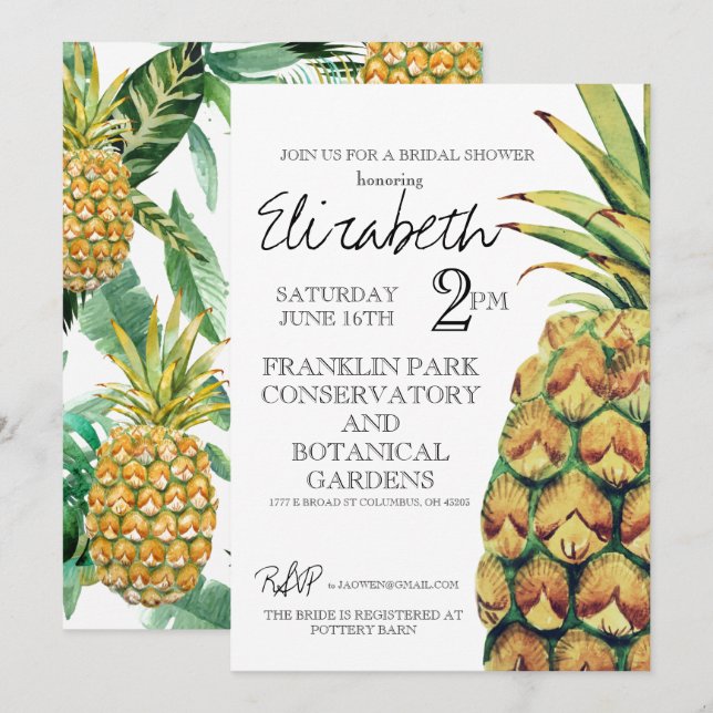 Pineapple Bridal Shower Invitation (Front/Back)
