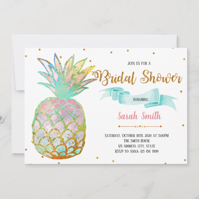 Pineapple bridal shower party invitation (Front)