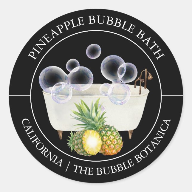 Pineapple Bubble Bath label (Front)