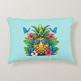 Pineapple Butterfly Hibiscus Accent Pillow