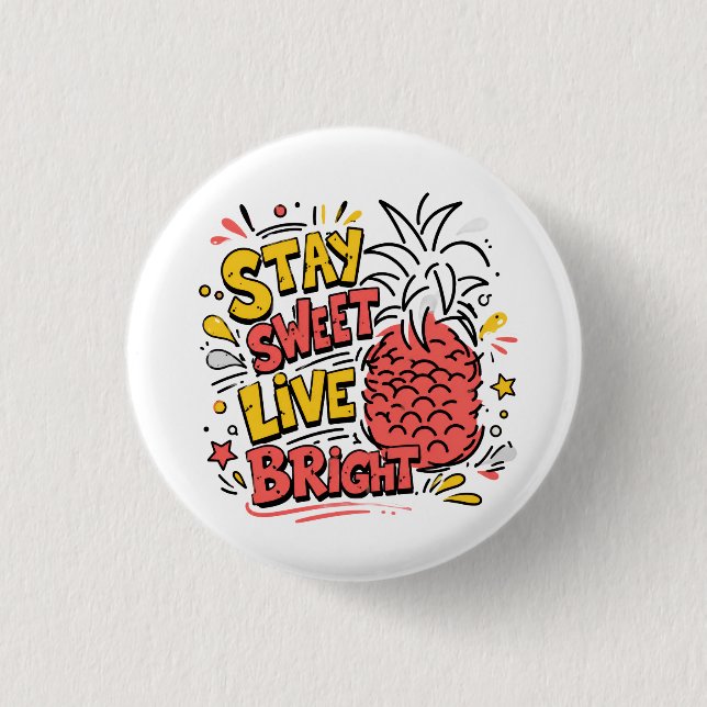 Pineapple Button Pin | Cute Tropical Badge (Front)