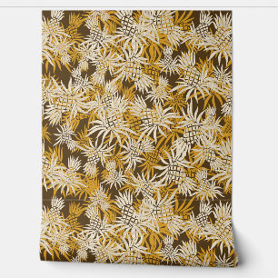 Pineapple Camo Hawaiian Tropical - Gold Wallpaper