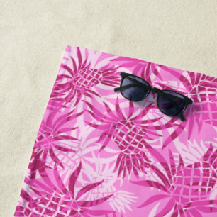 Pineapple Camo Hawaiian Tropical - Pink Beach Towel