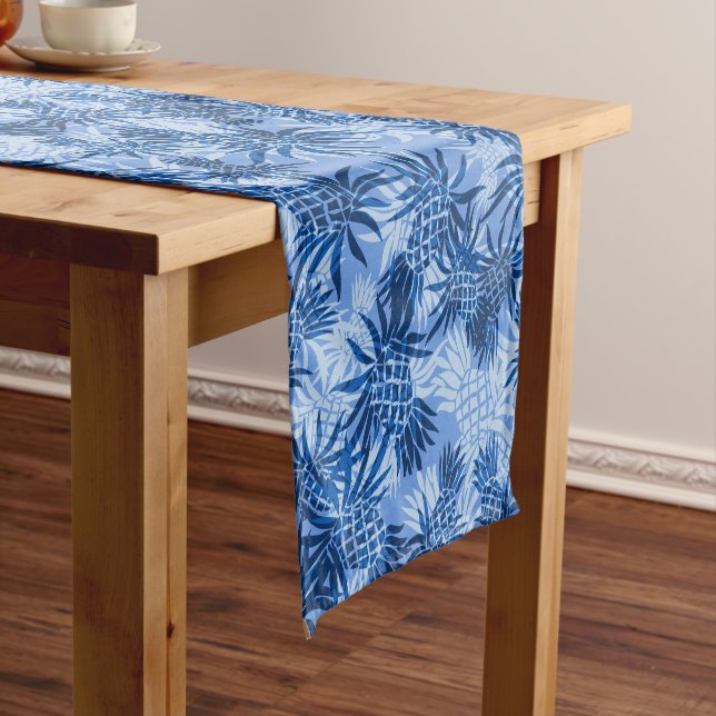 Pineapple Camo Hawaiian Tropical Short Table Runner (In Situ)