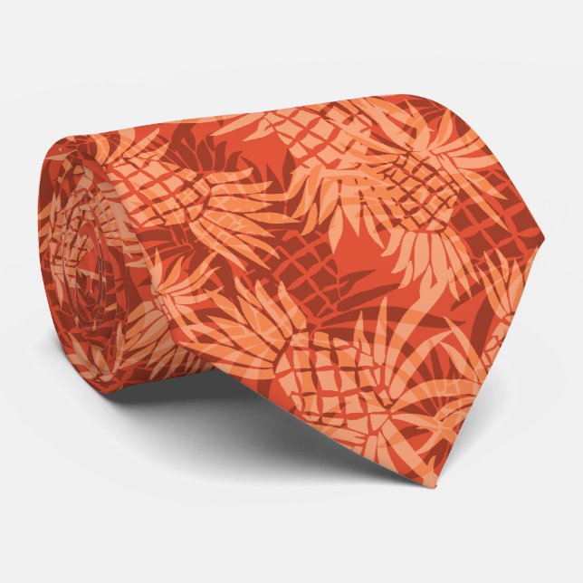 Pineapple Camo Hawaiian Two-sided Printed Tie (Rolled)