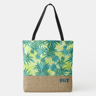 Pineapple Camo Monogram Hawaiian Beach Bag