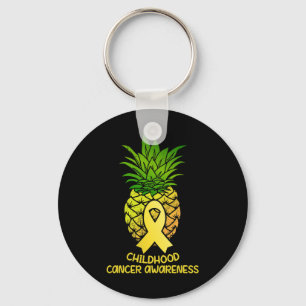 Pineapple Childhood Cancer Awareness Gift Keychain