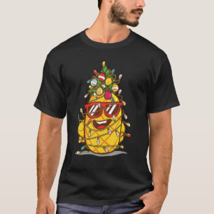 Pineapple Christmas Lights Tropical Sunglasses Haw T-Shirt