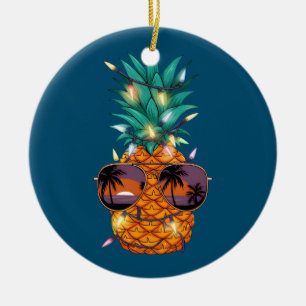 Pineapple Christmas Tree Tropical Fruit Holiday  Ceramic Ornament