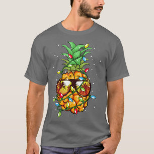 Pineapple Christmas Wear Sunglasses Lights for Men T-Shirt