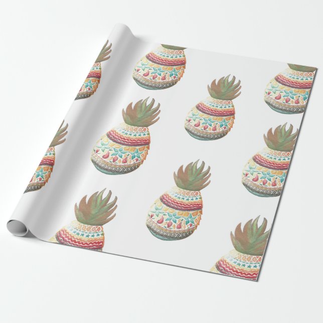 Pineapple Christmas Wrapping Paper (Unrolled)